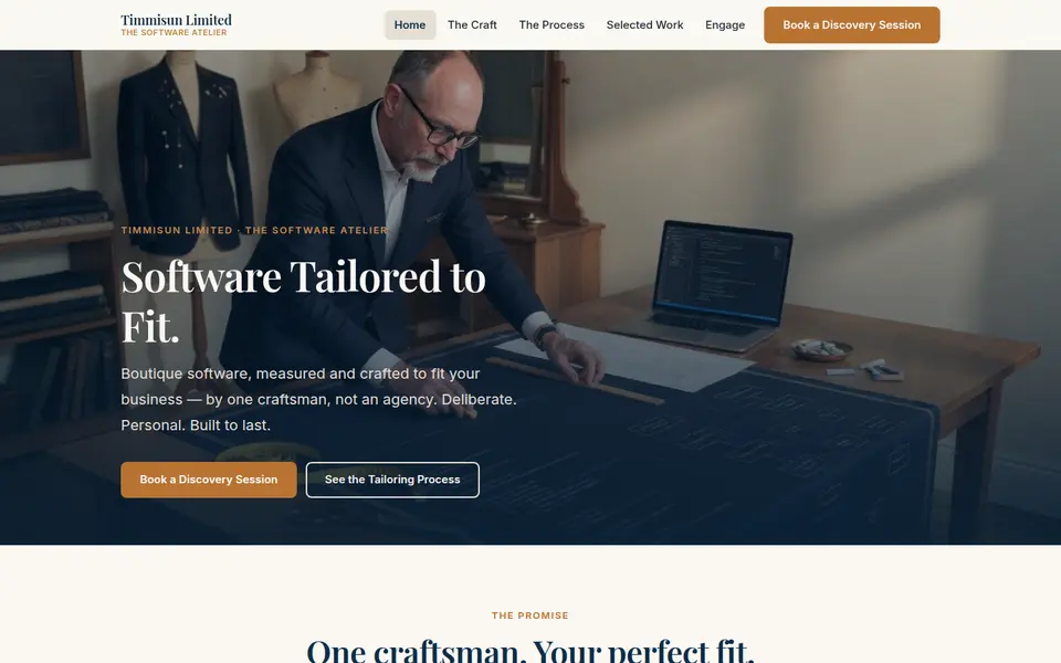 The timmisun.limited home page: Software Tailored to Fit, from Timmisun Limited, the software atelier